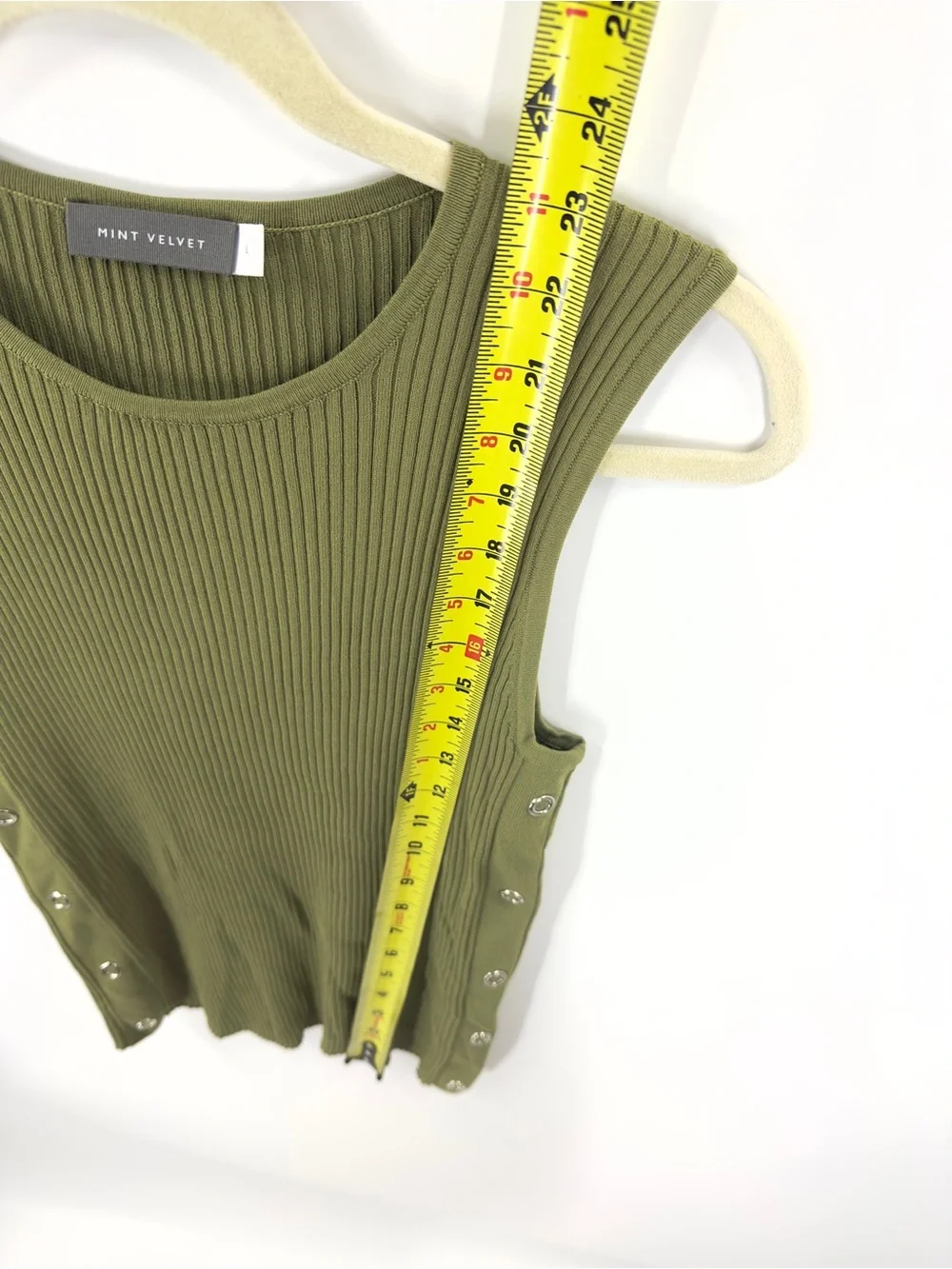 Mint Velvet Green Ribbed Tank Midi Skirt Matching Set Knit Size L Large